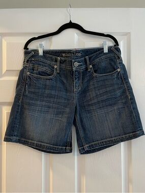 Maurices Lightly Distressed Blue Denim Jean Shorts